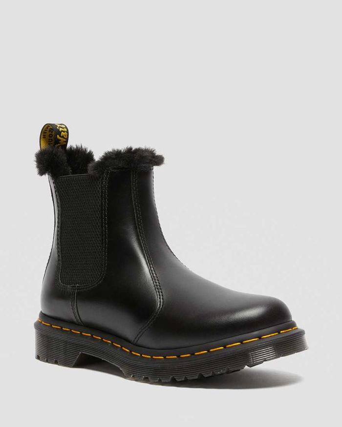 Dr Martens Chelsea Boots Dame Svart 2976 Leonore Faux Fur Lined 4086XAGDW